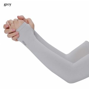 1 pairs breathable five fingers ice arm sleeves sun protective arm warmer outdoor sport riding running cool silk arm sleeve spandex grey