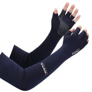 2pcs sport arm sleeves cycling running fishing climbing arm cover sun uv protection ice cool sleeves with 5 finger cuff
