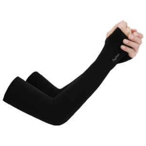 2pcs sports running arm sleeves breathable ice silk basketball arm sleeves cover for men women boys girls finger black